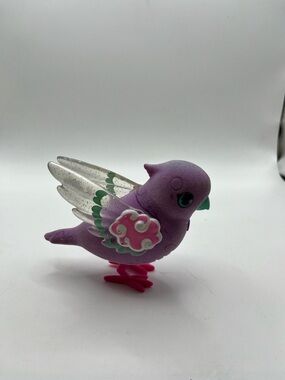 Polly Pearl Purple Decorative Pet Bird Toy with Pink Accents Lights Up and Chirp